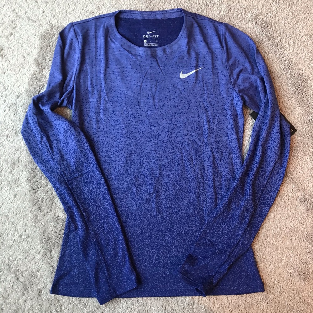 NWT Nike L/S running shirt purple dot ombré Small
